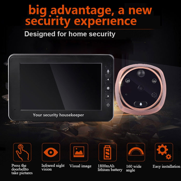 M4300A 4.3 inch Display Screen 3.0MP Camera Video Smart Doorbell, Support TF Card (32GB Max) & Motion Detection & Infrared Night Vision, M4300A M4300A 4.3 inch Display Screen 3.0MP Camera Video Smart Doorbell, Support TF Card (32GB Max) & Motion Detection & Infrared Night Vision, M4300A